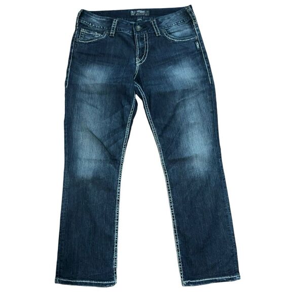 Silver Jeans Womens W29 Blue Suki Capri Medium‎ Wash Denim Pockets Cowgirl - Picture 1 of 6
